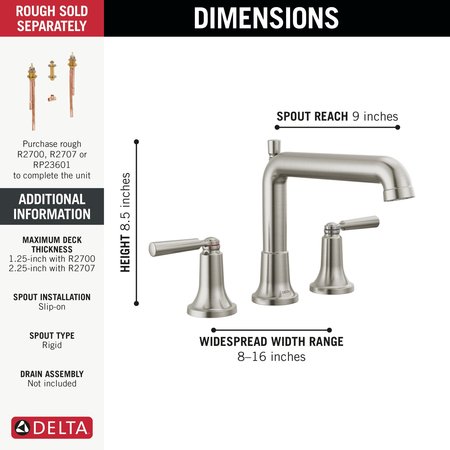 Delta Saylor Roman Tub Trim T2736-SS